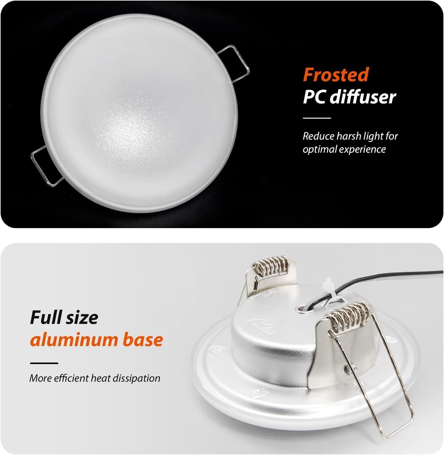 *12VOLT RV LED INTERIOR LIGHT RECESSED DOME CEILING LIGHT W/SPRINGS 4.5″