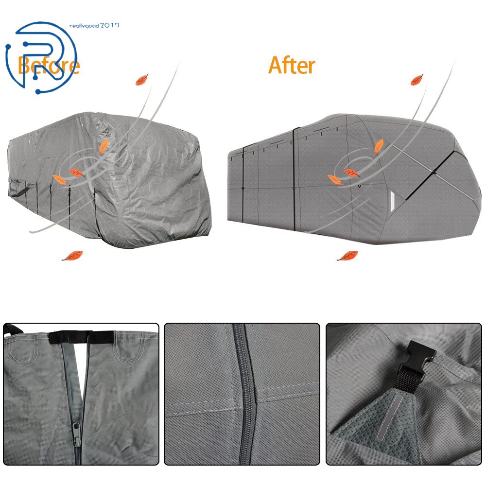Non-Woven Fabric Travel Trailer RV Cover Gray Anti-UV Fit For Camper 18′-20′