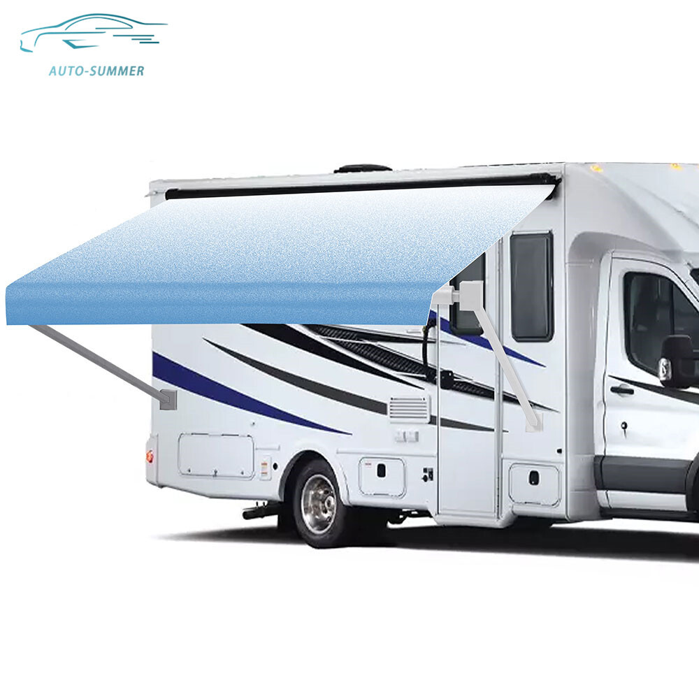 RV Awning Replacement Fabric Camper 9-20 Feet Weatherproof Vinyl Blue/Gray Fade
