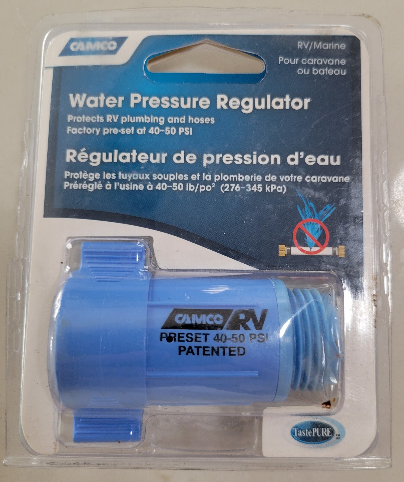 Camco 40143 40-50PSI Plastic In-Line Water Pressure Regulator