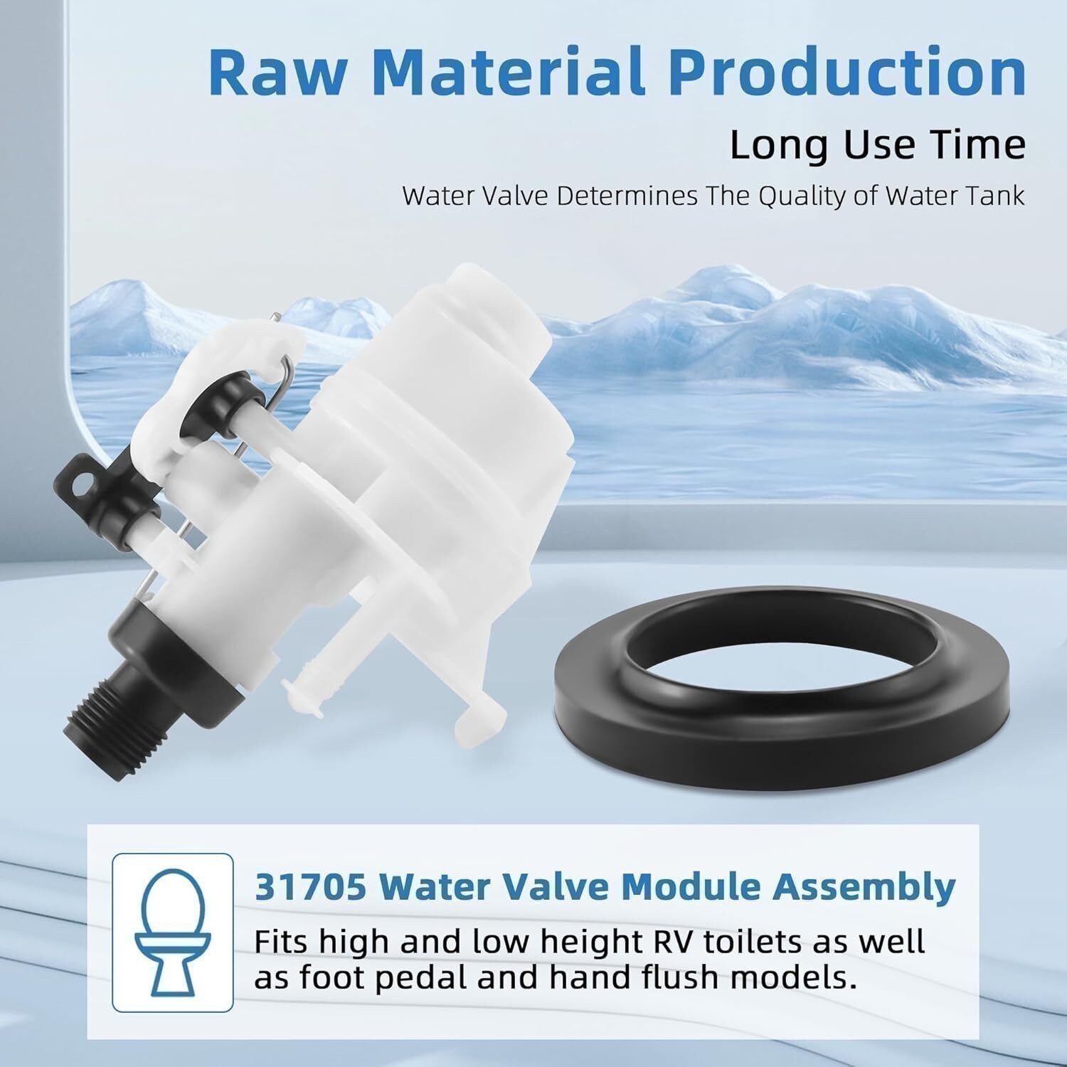 Leak Resistant Design RV Toilet Valve compatible with Thetford Aqua Magic Kit