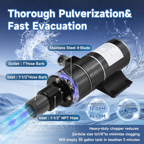 Macerator Pump for 18590-2092, 12V 12GPM, Self 18590-290