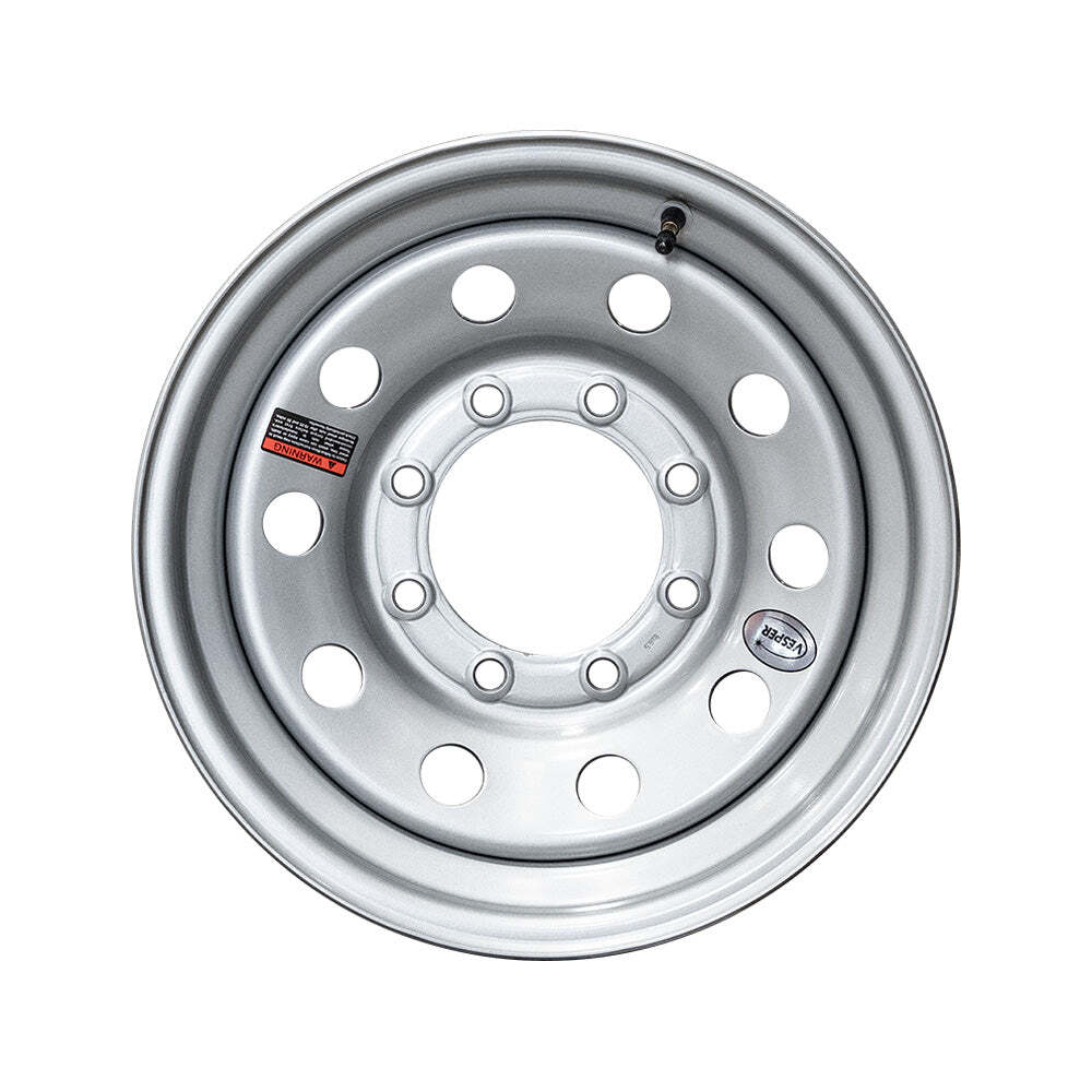16″ x 6″ 8 Lug Silver Mod Solid Steel Trailer Wheel 8 x 6.5″ Single (1)