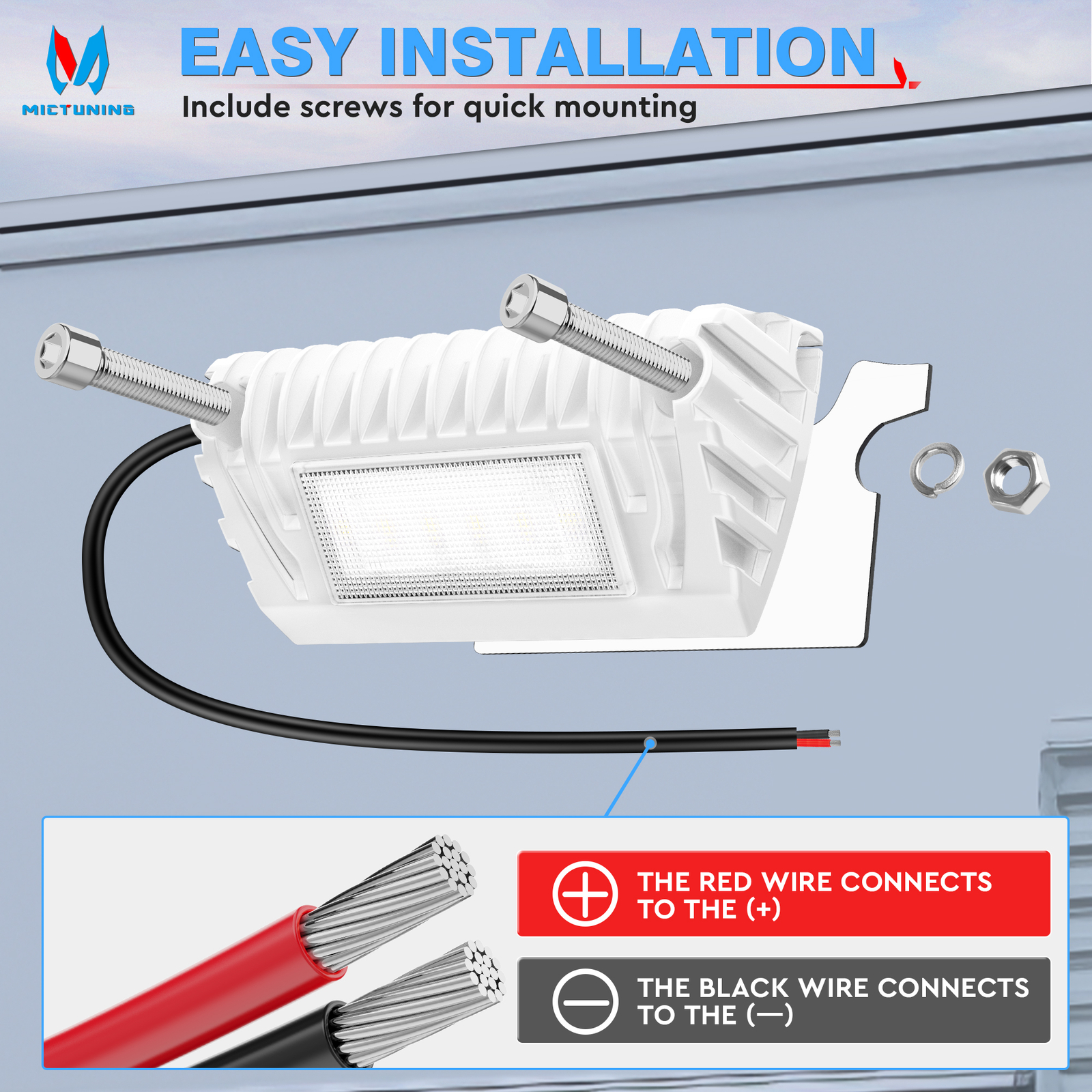 MICTUNING RV LED Porch Light, Camper Trailer Truck RV Exterior Lamp, 750LM White
