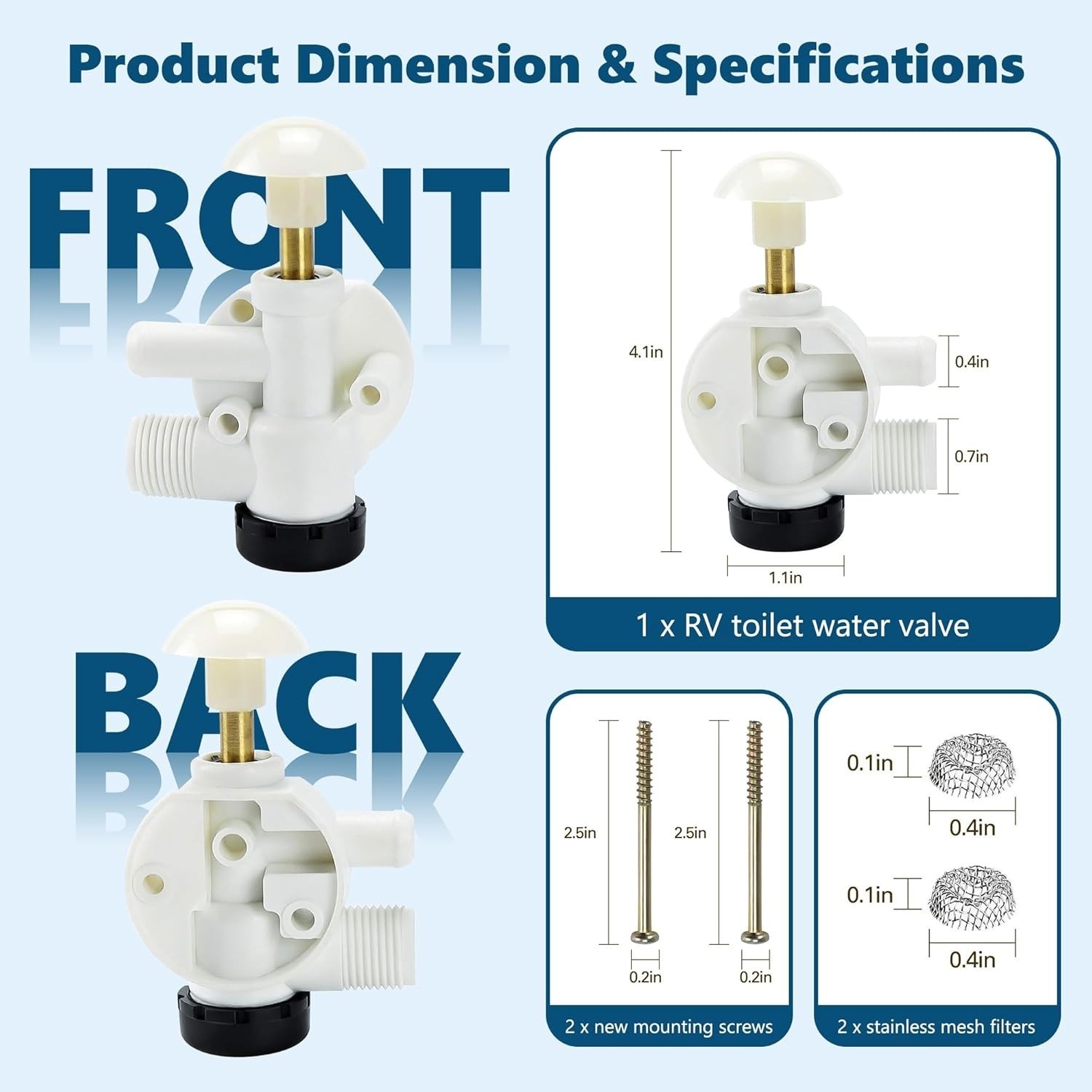385314349 RV Toilet Water Valve Kit for Pedal Flush Camper SeaLand VacuFlush