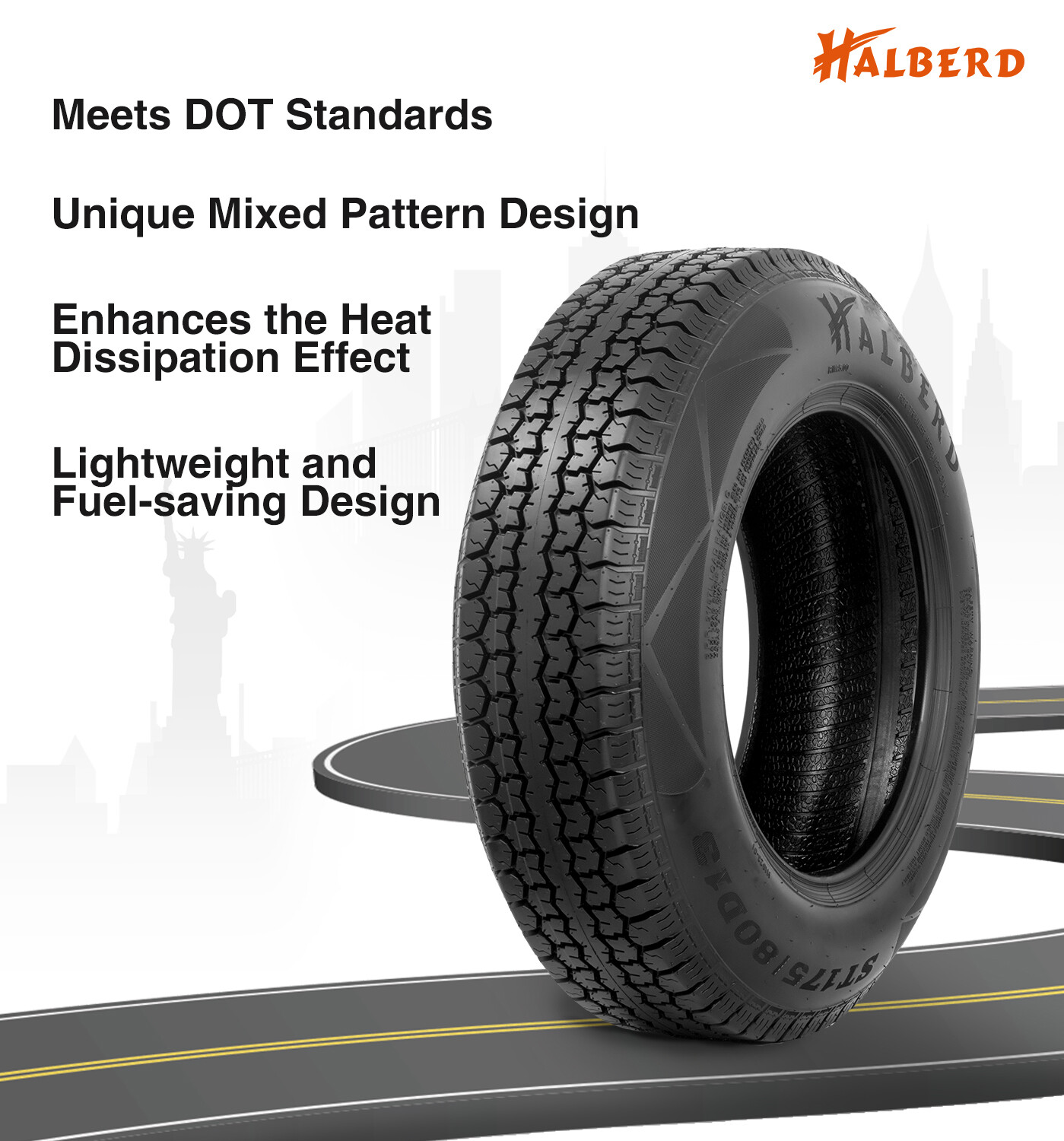 Set 4 ST175/80D13 Trailer Tires 6Ply Load Range C 175 80 13 Tubeless Replacement