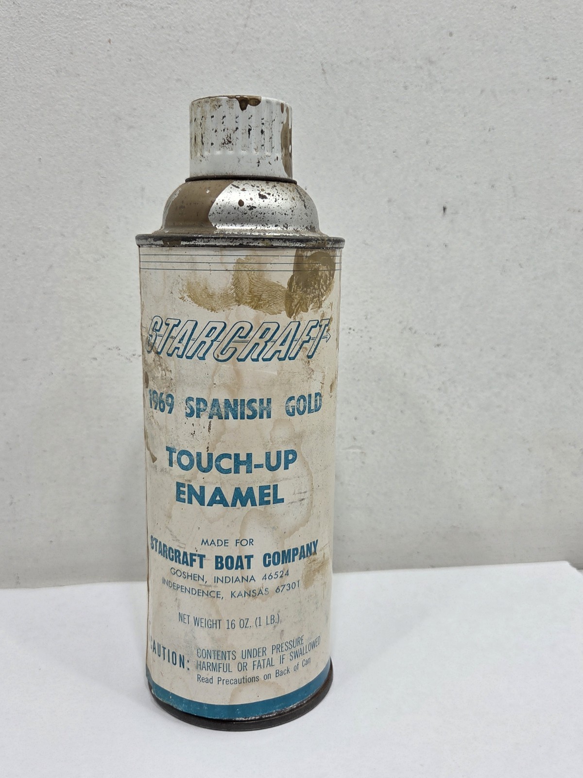 Vintage Starcraft Boat Company 1969 Touch Up Spray Paint Can Spanish Gold Empty