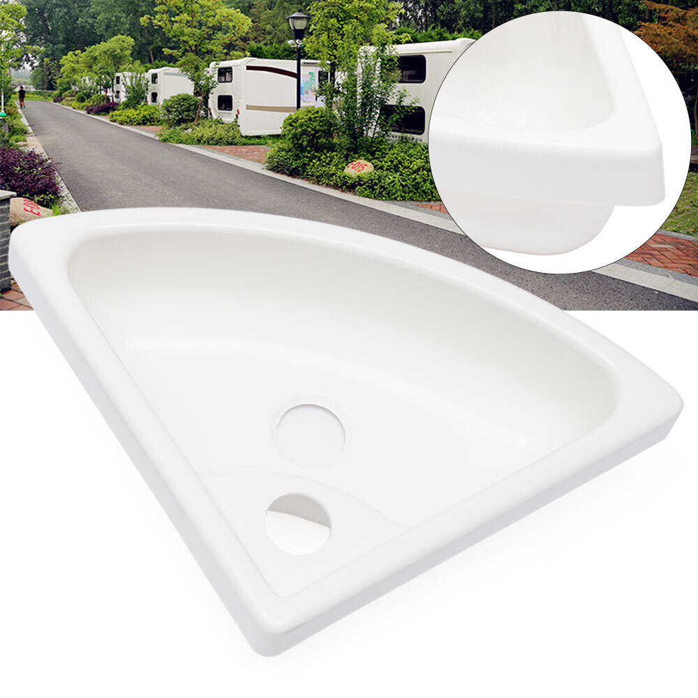 For RV Caravan White Wall-Mounted Triangular Sink Basin Bathroom Corner Sink USA