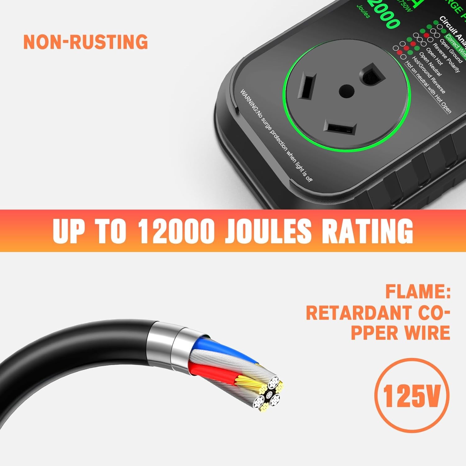 GEARGO RV Surge Protectors 30Amp 12000J Circuit Analyzer Camper LED Adapter Plug