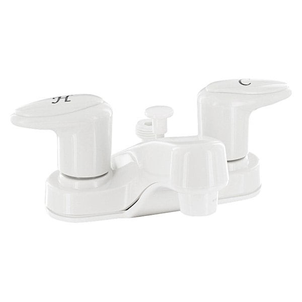 Catalina Plastic White Low-Arc Lavatory Faucet w Levers Handles & Diverted