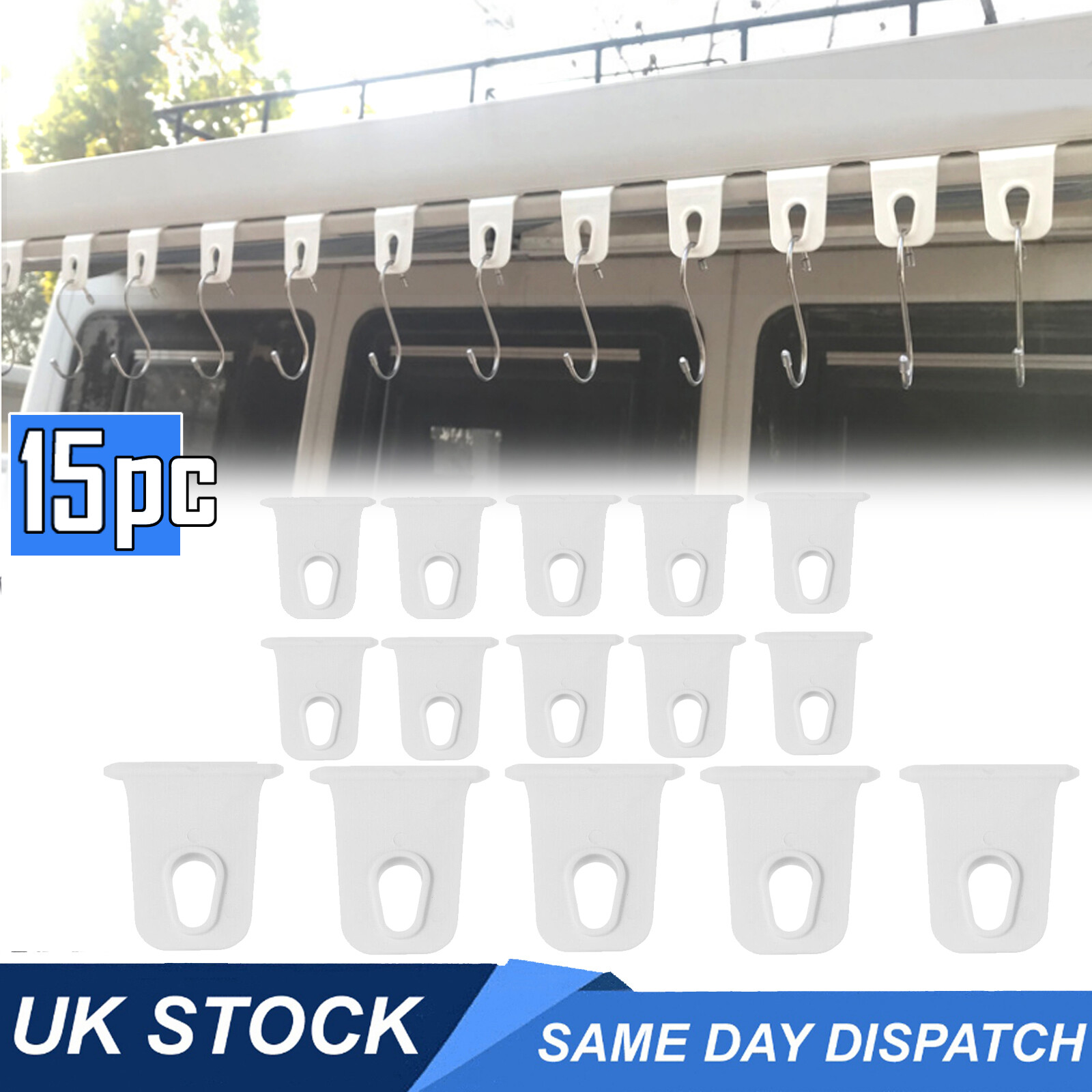 15 x RV Awning Rail Light Holder Party Light Clip Hanger Camper Hook Accessories