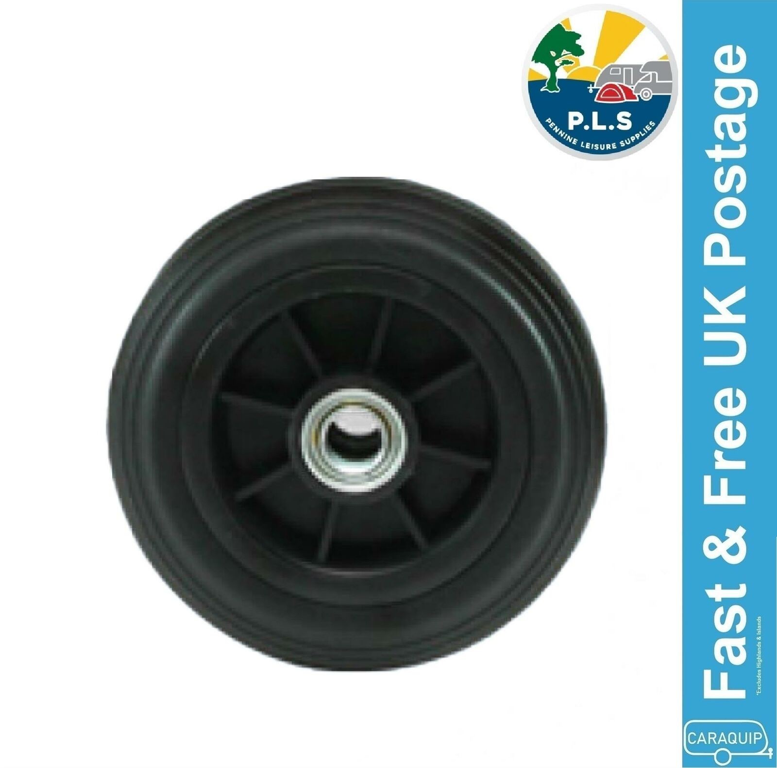 PLS Jockey Wheel Plastic with Solid Rubber Tyre 190mm Trailer Caravan- BJ700