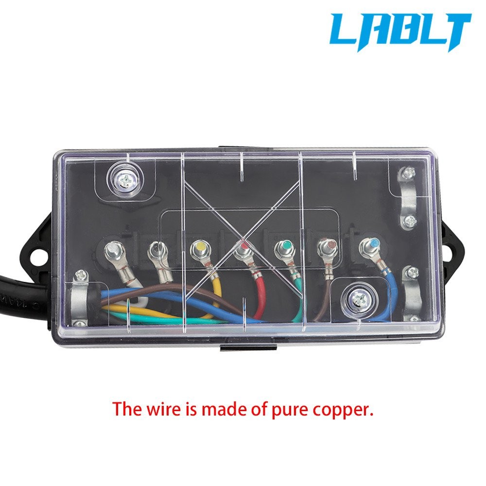 7 Way Trailer Cable 6/8FT with 7 Pin Plug and 7 Gang RV Cable Junction Box Black