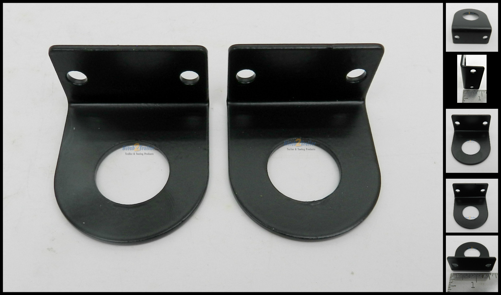 (2) Black Mounting Bracket for 3/4″ Round Light Powder Coated trailer RV Vision