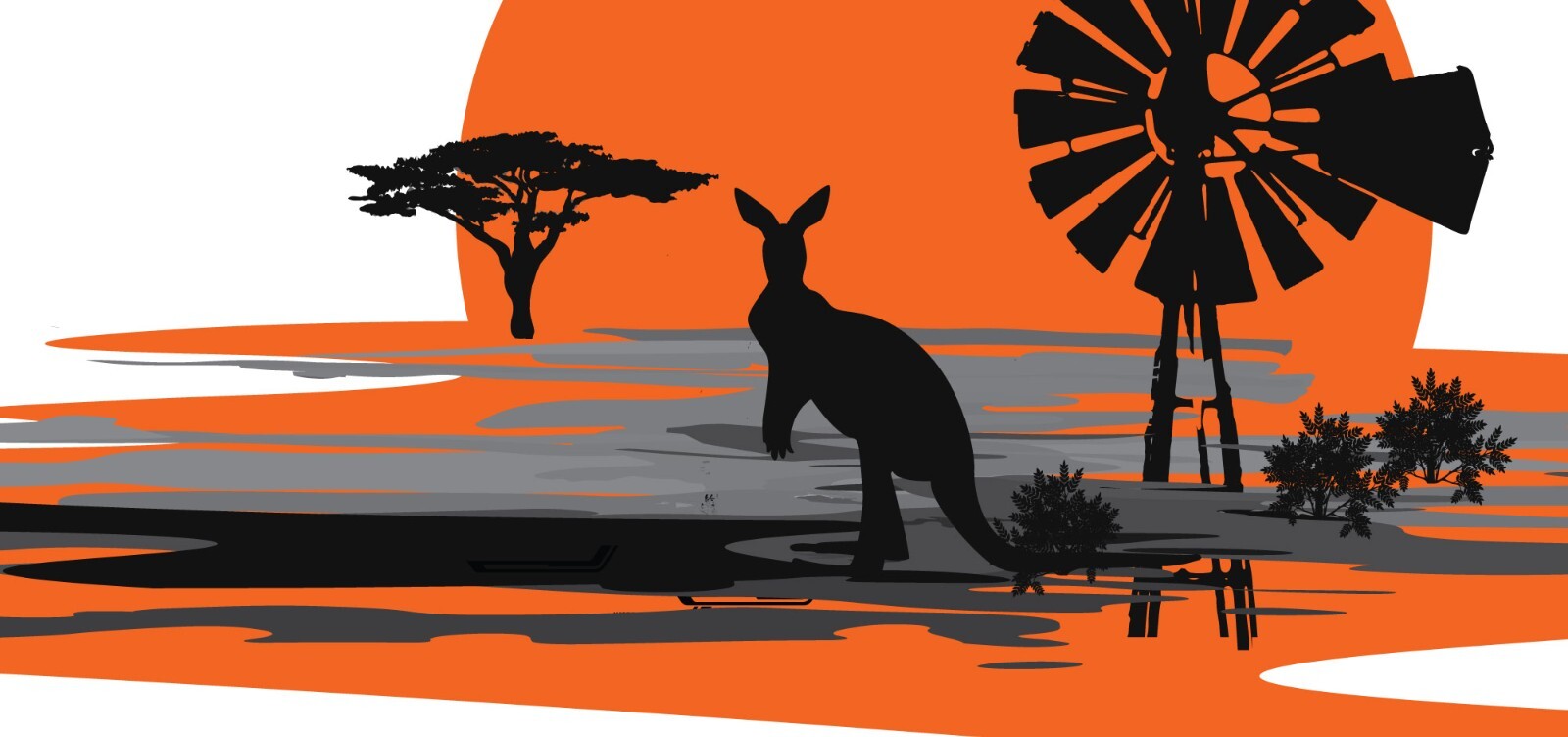 1.4m Kangaroo windmill stripe sticker decal RV motorhome, vehicle, truck , camp