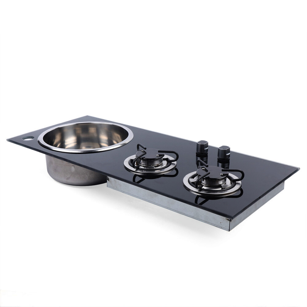 2 Burner LPG With Sink Combo Cooktop Boat Caravan RV Camper Gas Stove Hob