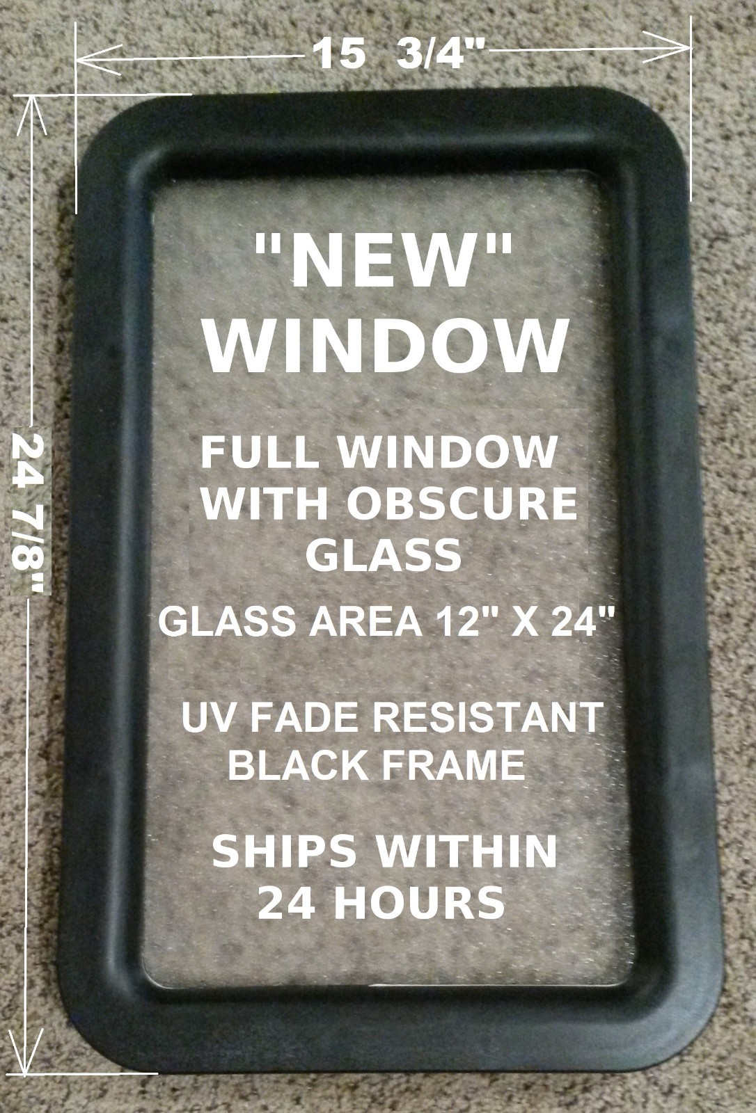 NEW Black RV Camper Toy Hauler Trailer Motorhome Entry Entrance Door Window