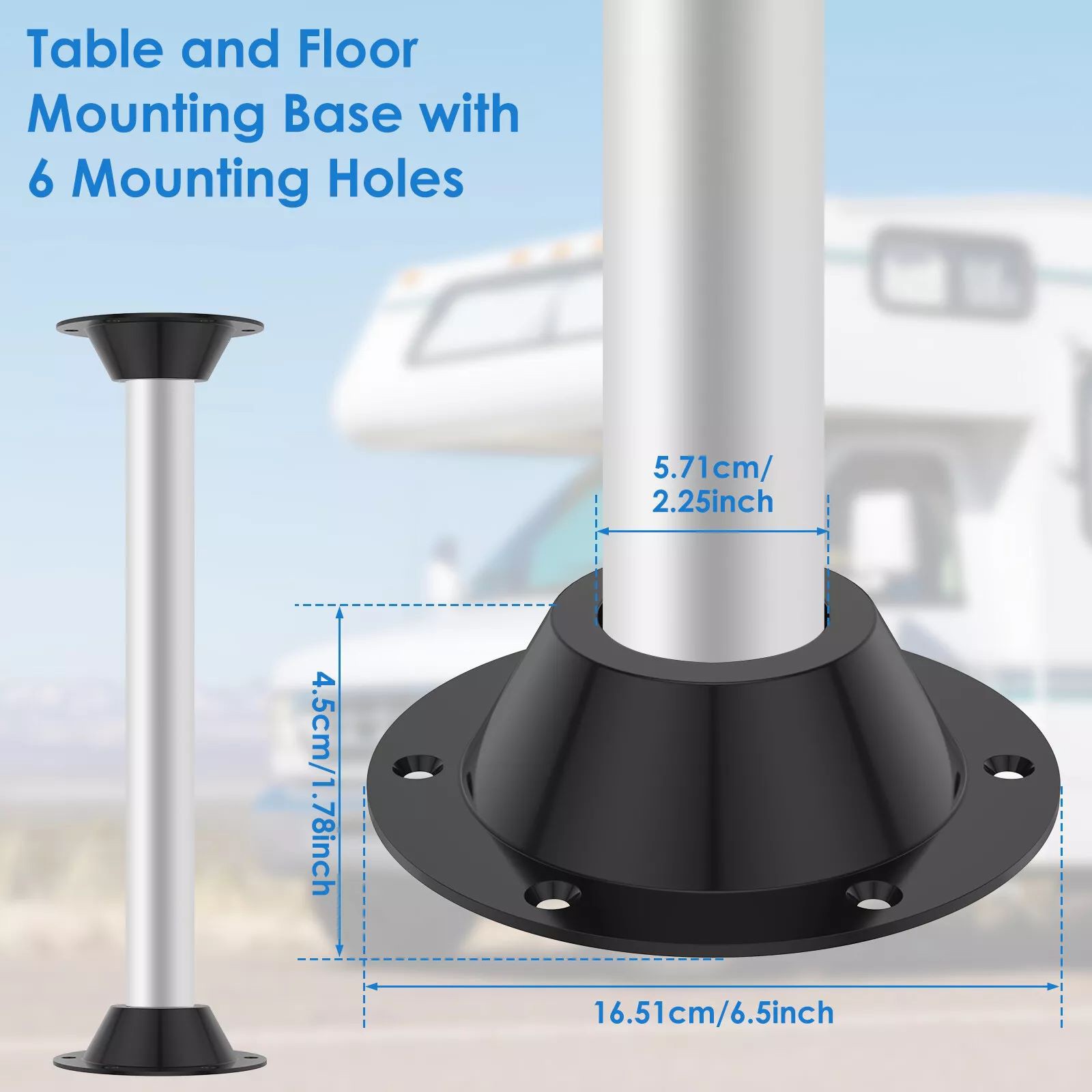 2Pcs RV Table Bases Aluminium Floor Fixed Mount Pedestal Repair Parts Camper