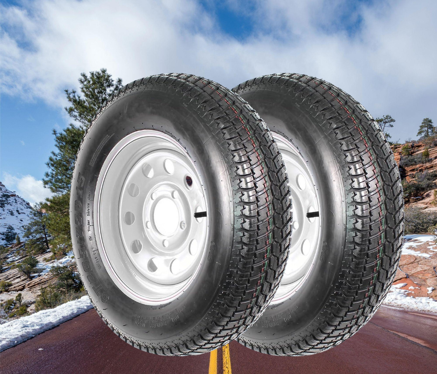 🔥2 PCS ST205/75D15 Trailer Tire 5 Lug 6 Ply ST205 75D 15 Tire with 15″ Rim Whee