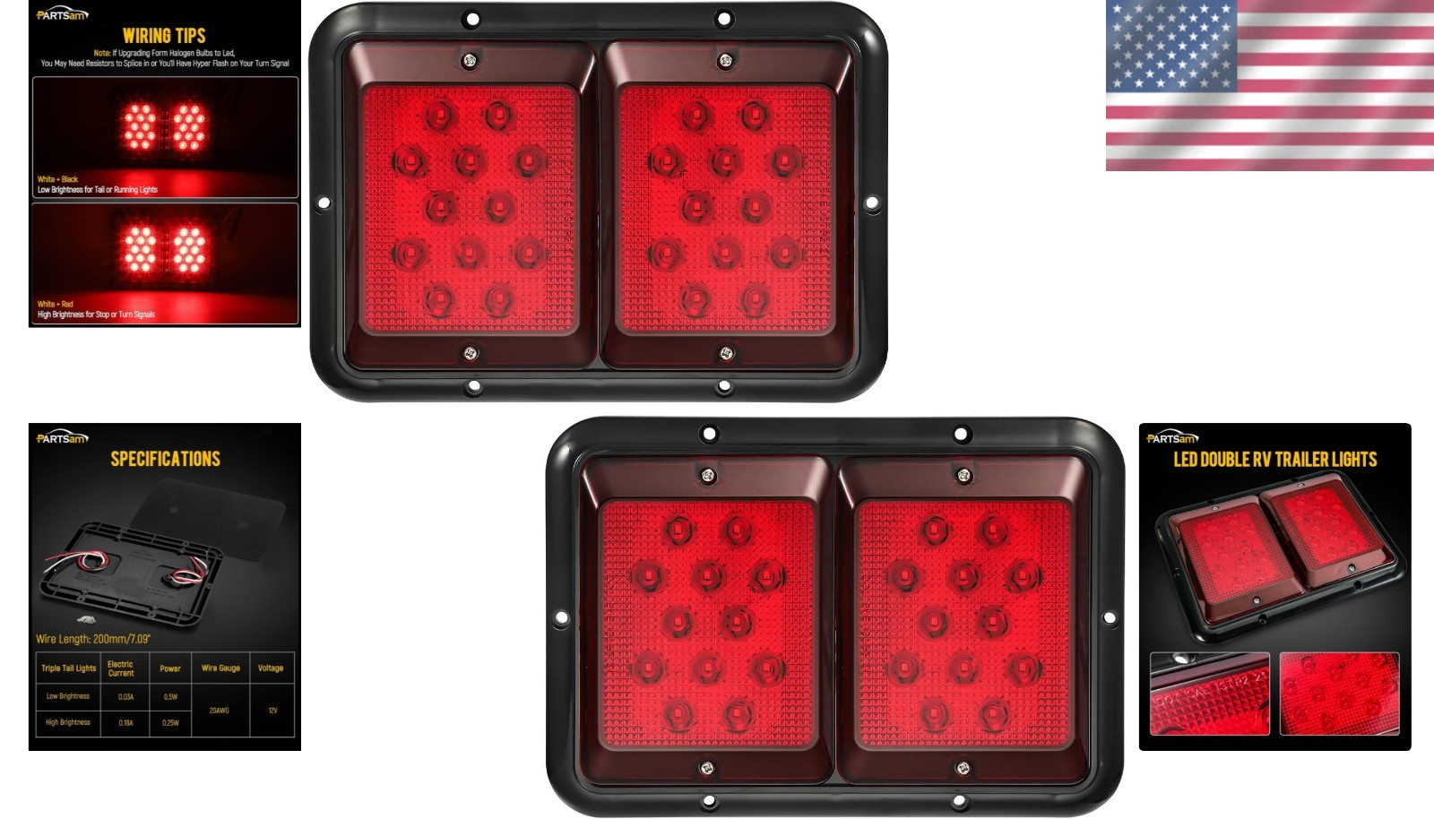 Universal Fit LED Tail Light Set for Trailers – Waterproof and Bright 2 Count