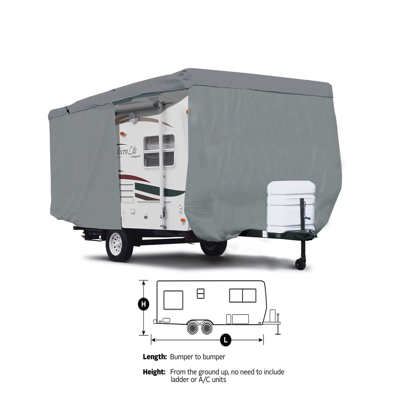 Deluxe UHaul CT-13 Travel Trailer Camper Storage Cover W/Zipper Door Access