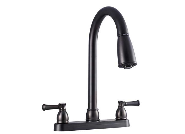 Dura Faucet Non-Metallic Dual Lever Pull-Down RV Kitchen Faucet Venetian Bronze