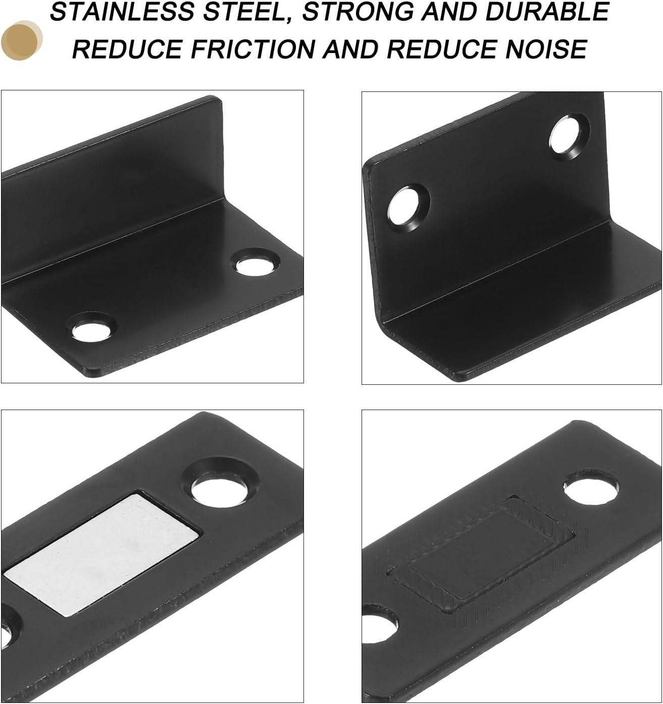 uxcell 2pcs Cabinet Magnetic Catch, L-Shaped Ultra Thin Black