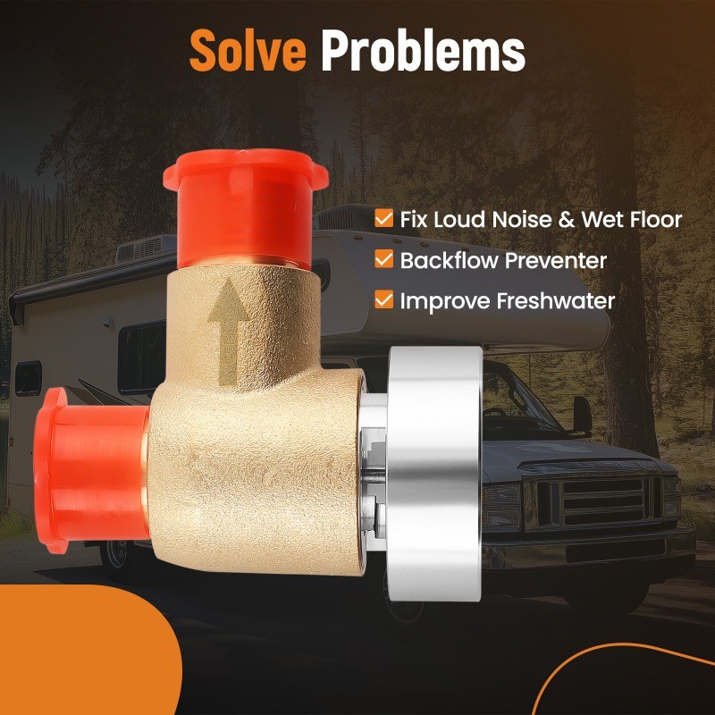 Upgraded Brass RV Vacuum Breaker Check Valve, 571-VAC-CHK-A Camper 0.5 inches