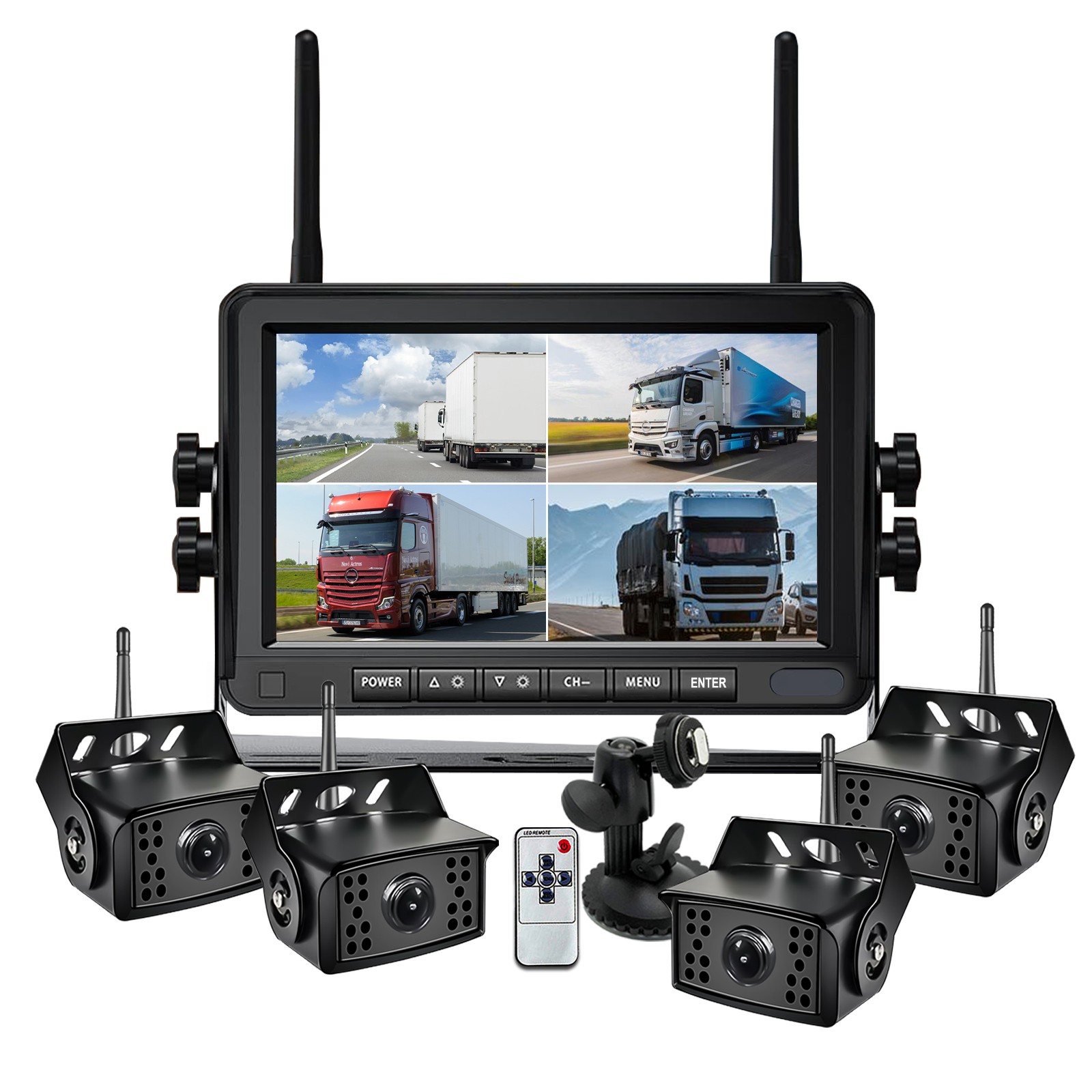 Digital Wireless 7″ IPS Monitor DVR 1080P Backup Cameras For Truck Reversing