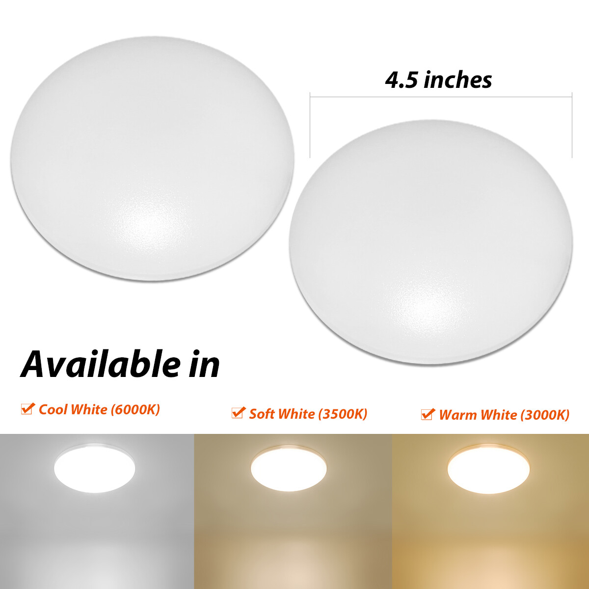 2X 12V 4.5″RV Interior LED Ceiling Dome Light Under Cabinet Lighting Camper Boat