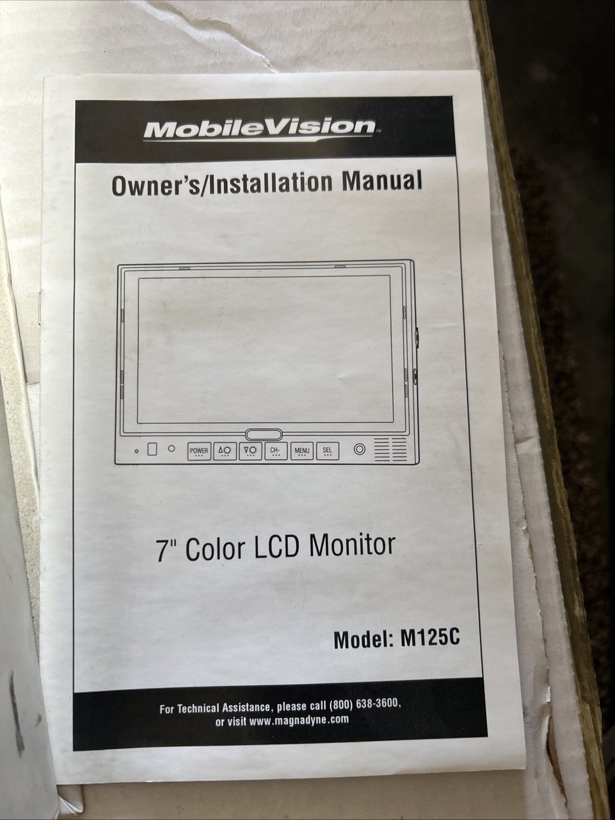 Back Up Camera Mobile Vision 7” LCD Color Monitor Model M125C