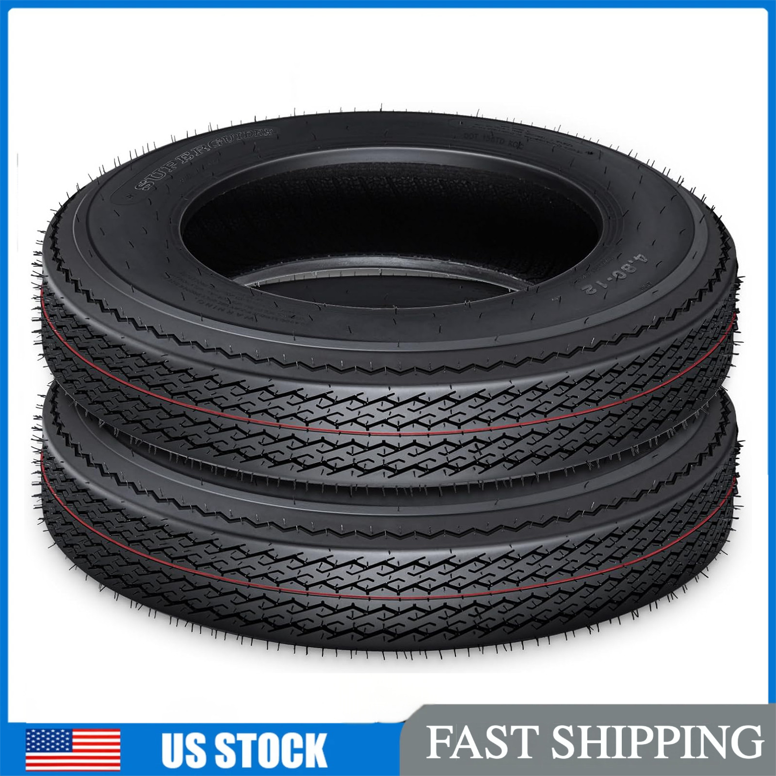 2 PACK 480X12 4.80-12 Radial Trailer HD Tires, 6PR Load Range C All-Season