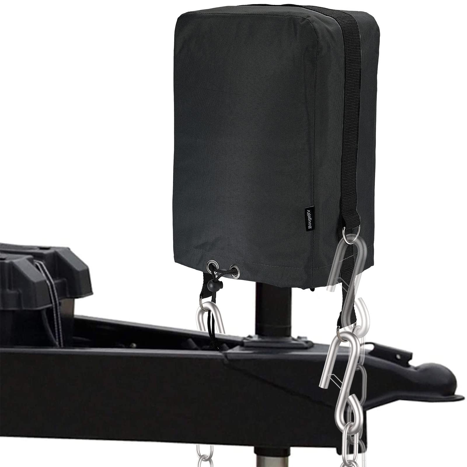 Universal RV Electric Tongue Jack Cover, 600D Waterproof Protective Black Cover