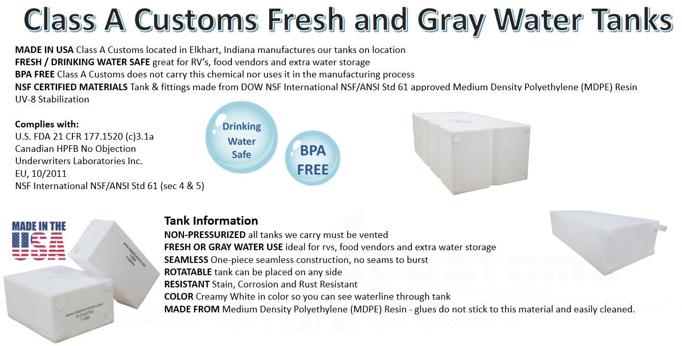 21 Gallon Fresh / Gray Water Holding Tank storage food shower wash dish T-2100