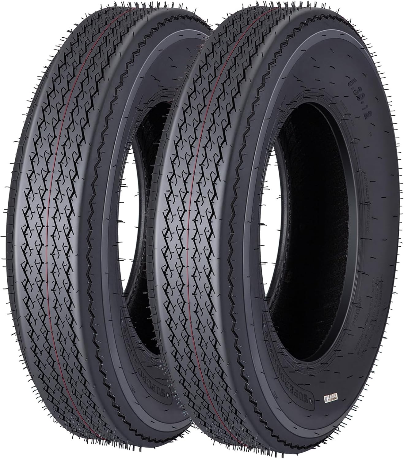 2Pack Trailer Tires 5.30-12 5.30×12.0 6PR Load Range C 12 Inch Tires for Boat