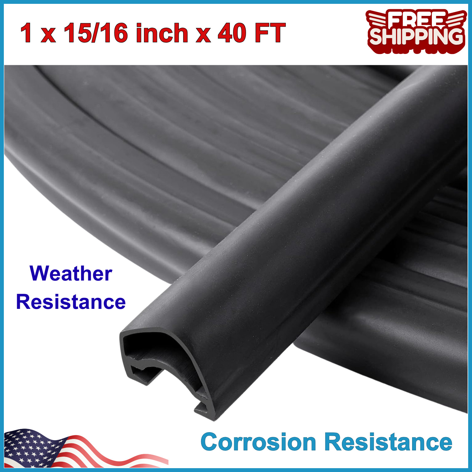 RV Slide Out Seal 1″ x 15/16″ x 40 Feet D-Shape, Black Rubber Seal for RV Camper