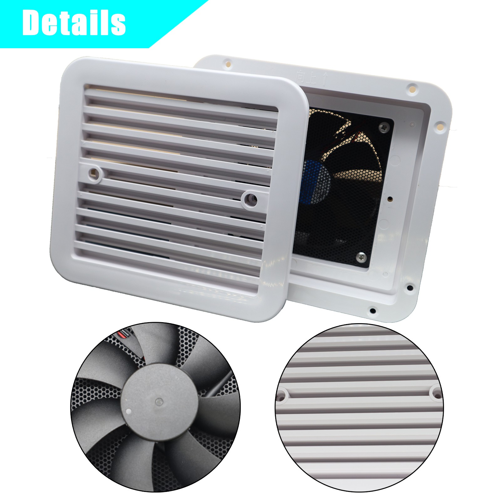 Side Ventilation White 12V RV Caravan Air Trailer Vent Cooling Exhaust Mute Fan