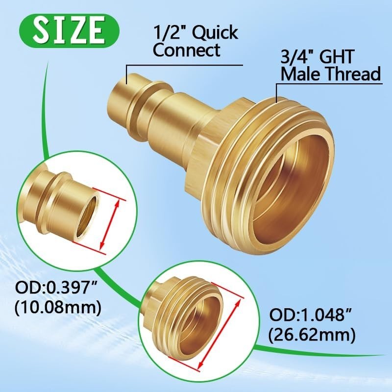 Lead-Free Brass RV Spray Port Quick Connect Adapter for Outdoor Showers