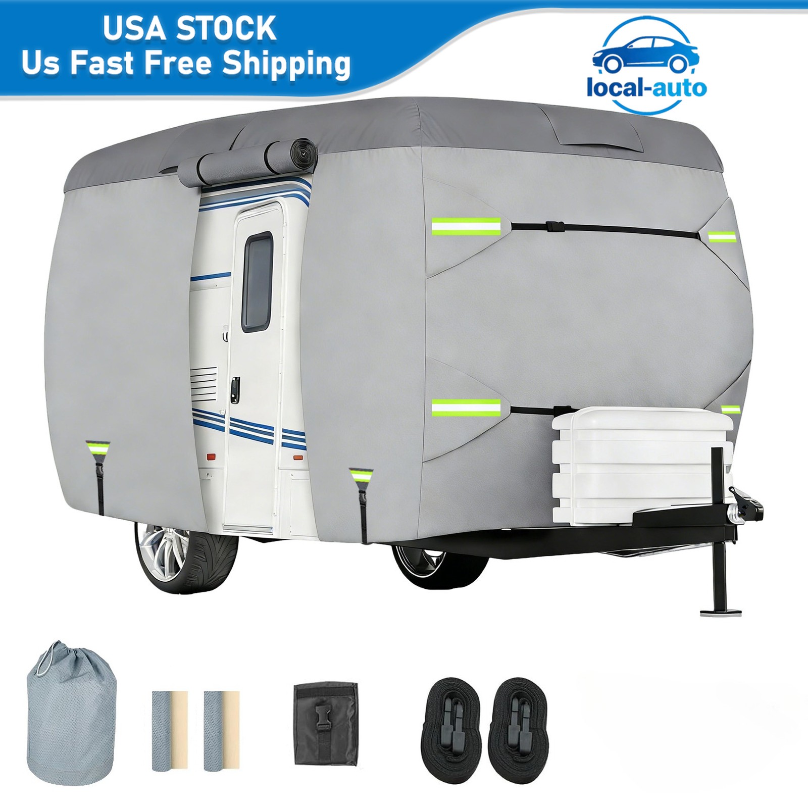 Fiberglass Travel Trailer Cover Upgraded 7Layer Camper Cover for 8′-16′ Trailers