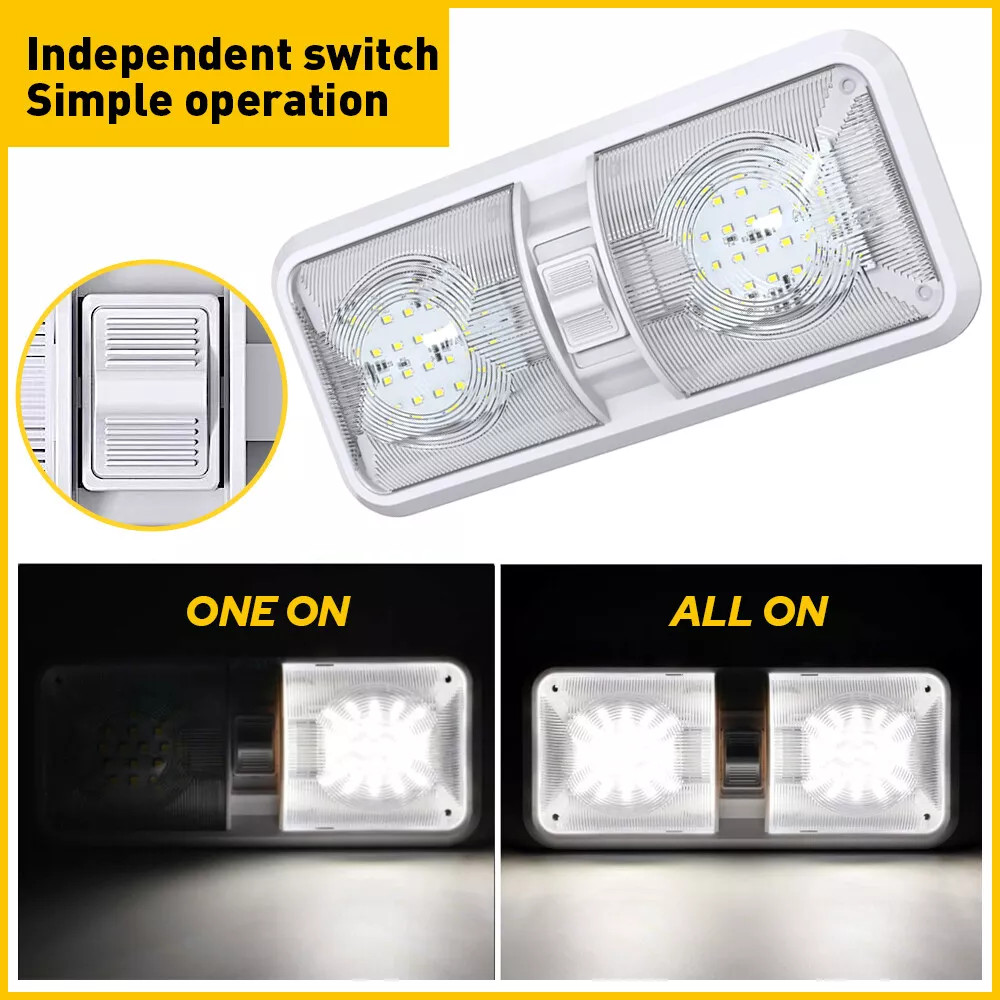 LED RV Ceiling Dome Light RV Interior Lighting w/ Switch for Trailer Camper Boat
