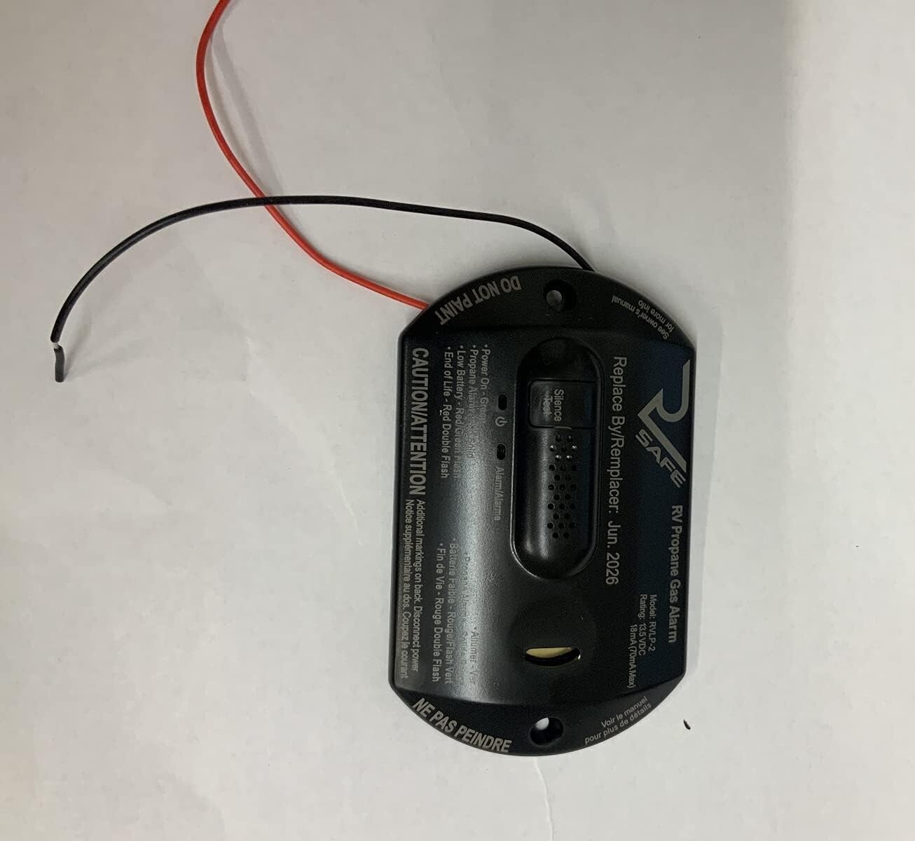 RV SAFE RVLP-2B Propane Gas Alarm – 2-Wire, Black