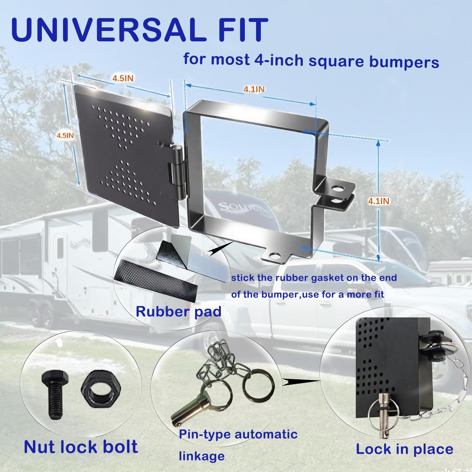 2Pack Steel RV Bumper End Caps | Fits 4″ Square Camper Bumpers, No Vent Holes