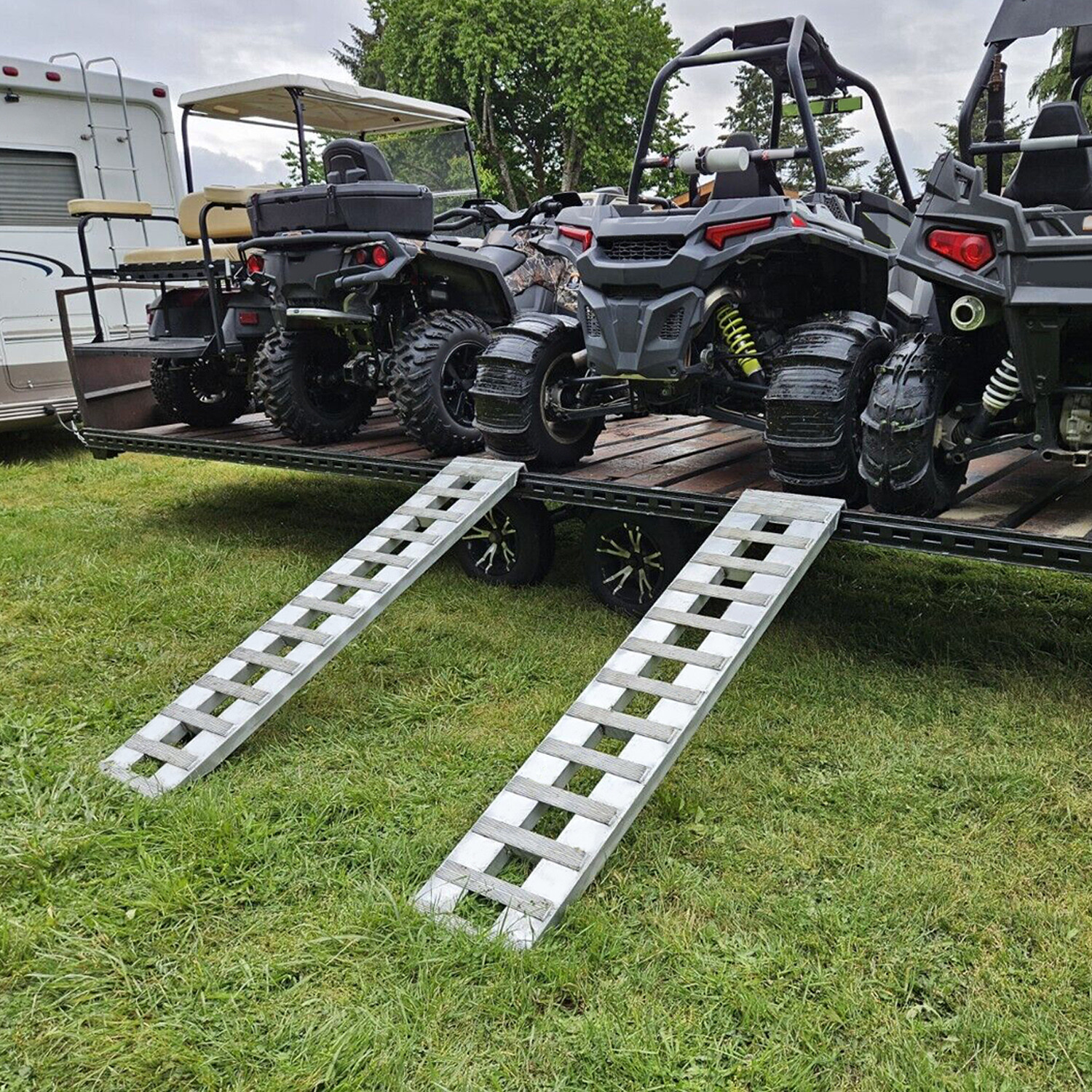 72″x15″ Pair Aluminum 8500 LBS Hook Ramps Car Truck Trailer Auto Hauler Tractor