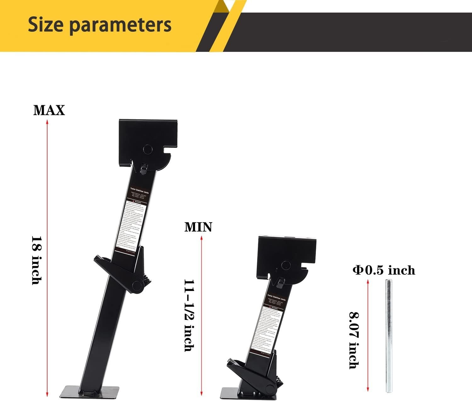 Compact & Reliable Trailer Stabilizer Jacks – 1000 lbs Static Capacity, 2 Pack
