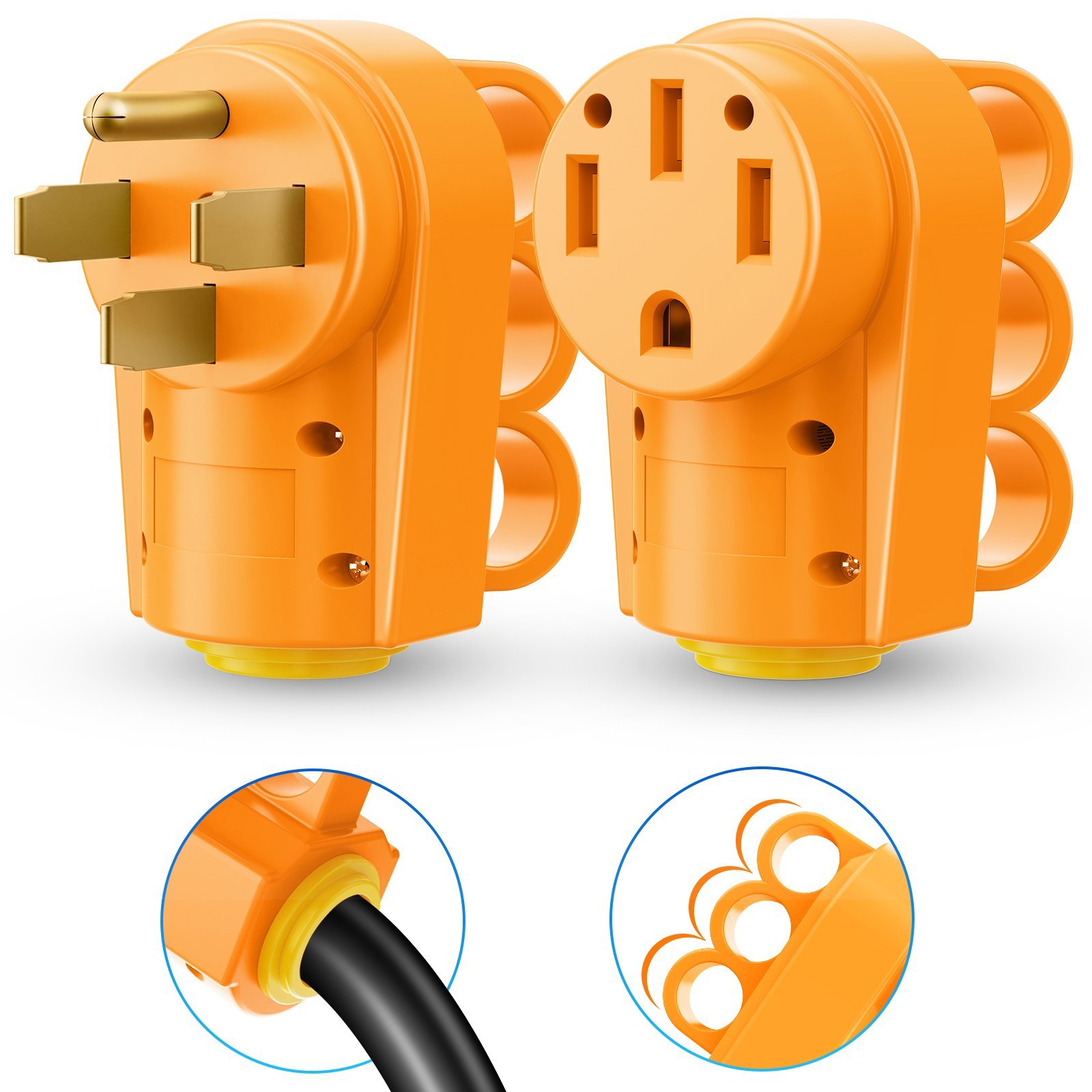 50 Amp RV Male and Female Plug Set,125V/250V Heavy Duty Electrical Camper for RV