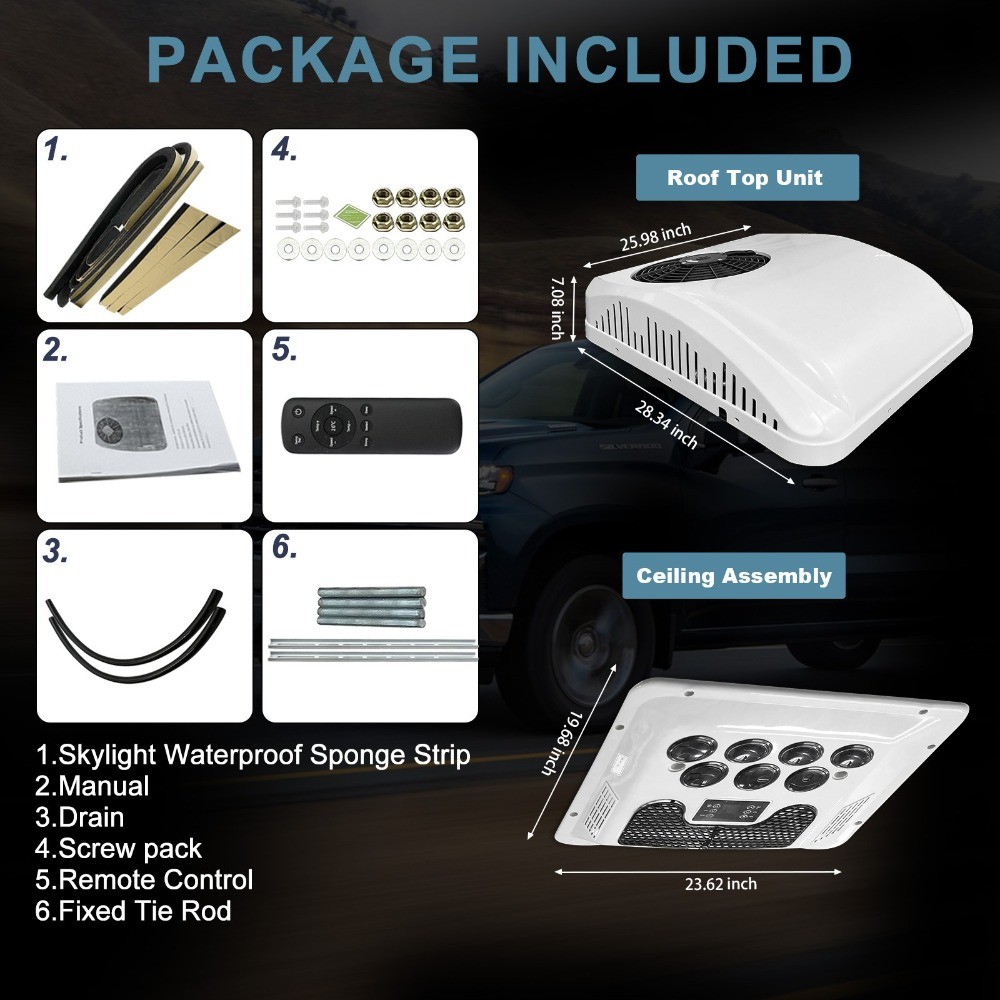 Aspligo 12V Cooling Only Air Conditioner Rooftop Electric AC Unit for RV Caravan