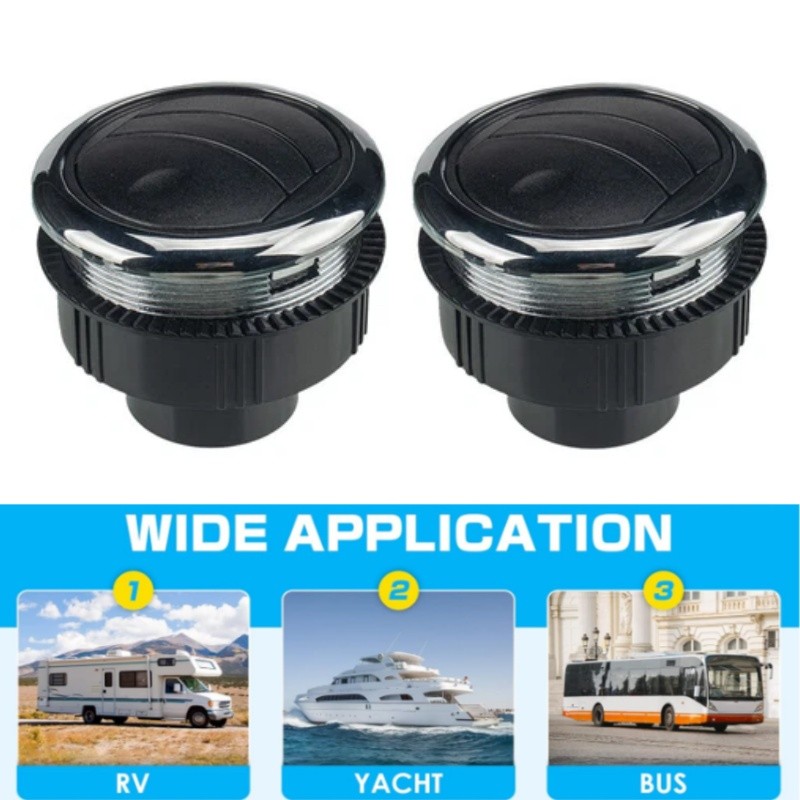 2Pcs Car Dashboard AC Deflector Outlet Side Roof Vent Mount Round Exhaust Grille