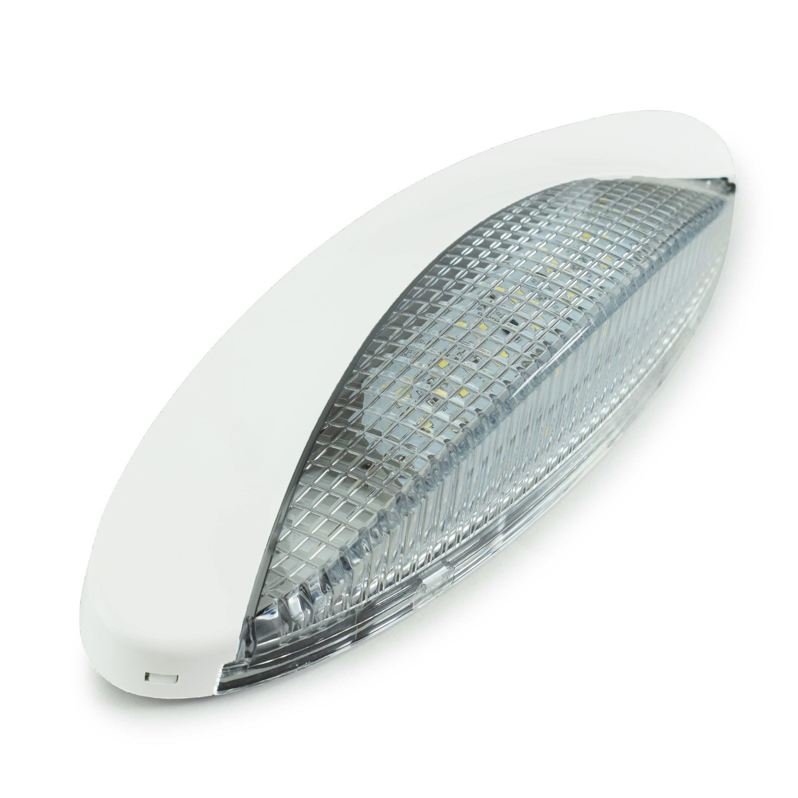 RV CAMPER TRAILER 12 VOLT 18 LED Porch Light oval Clear WITH White exterior