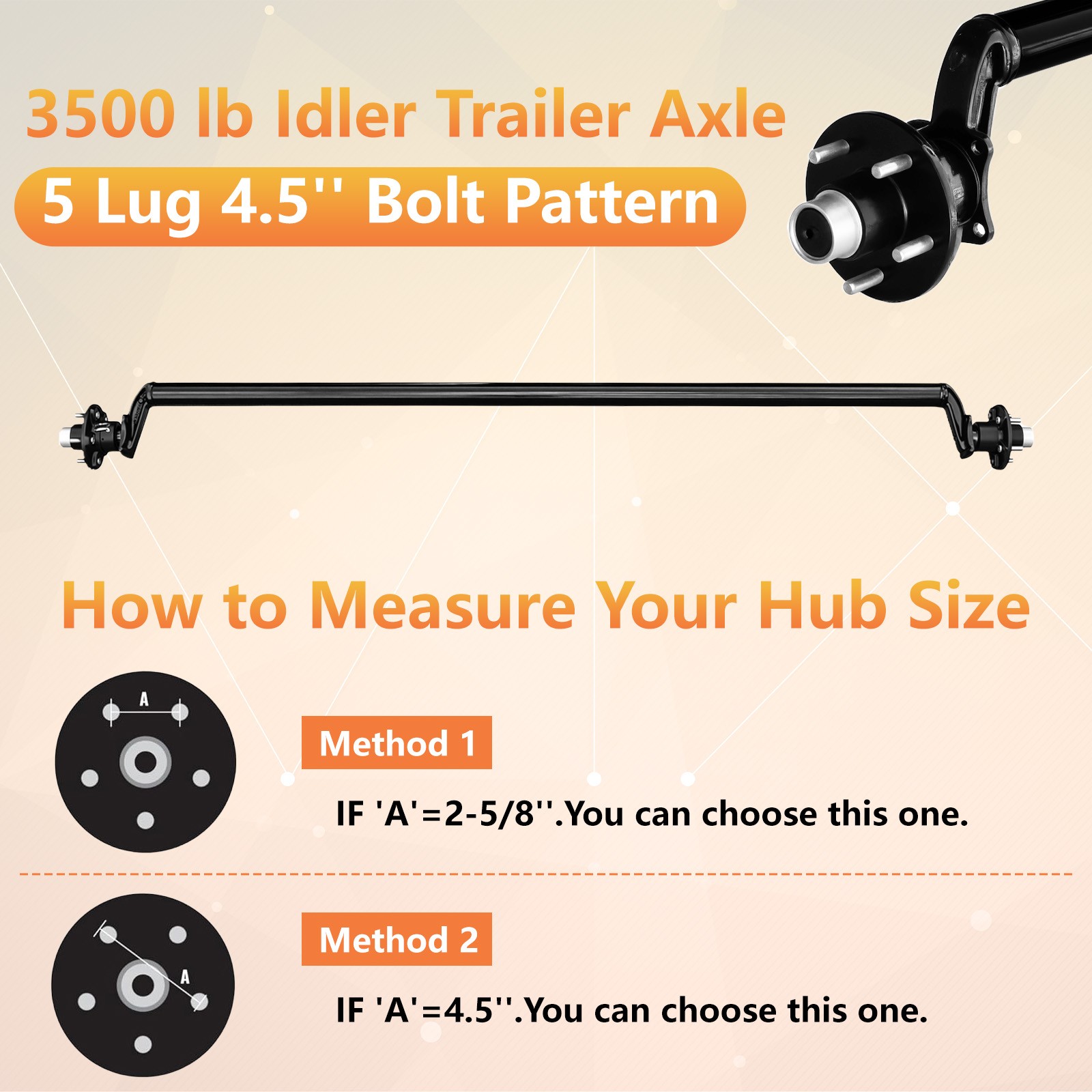 3500lb Single Trailer Drop Axle Kit Idler W/ Hub, Leaf Springs, Hanger, U-Bolt