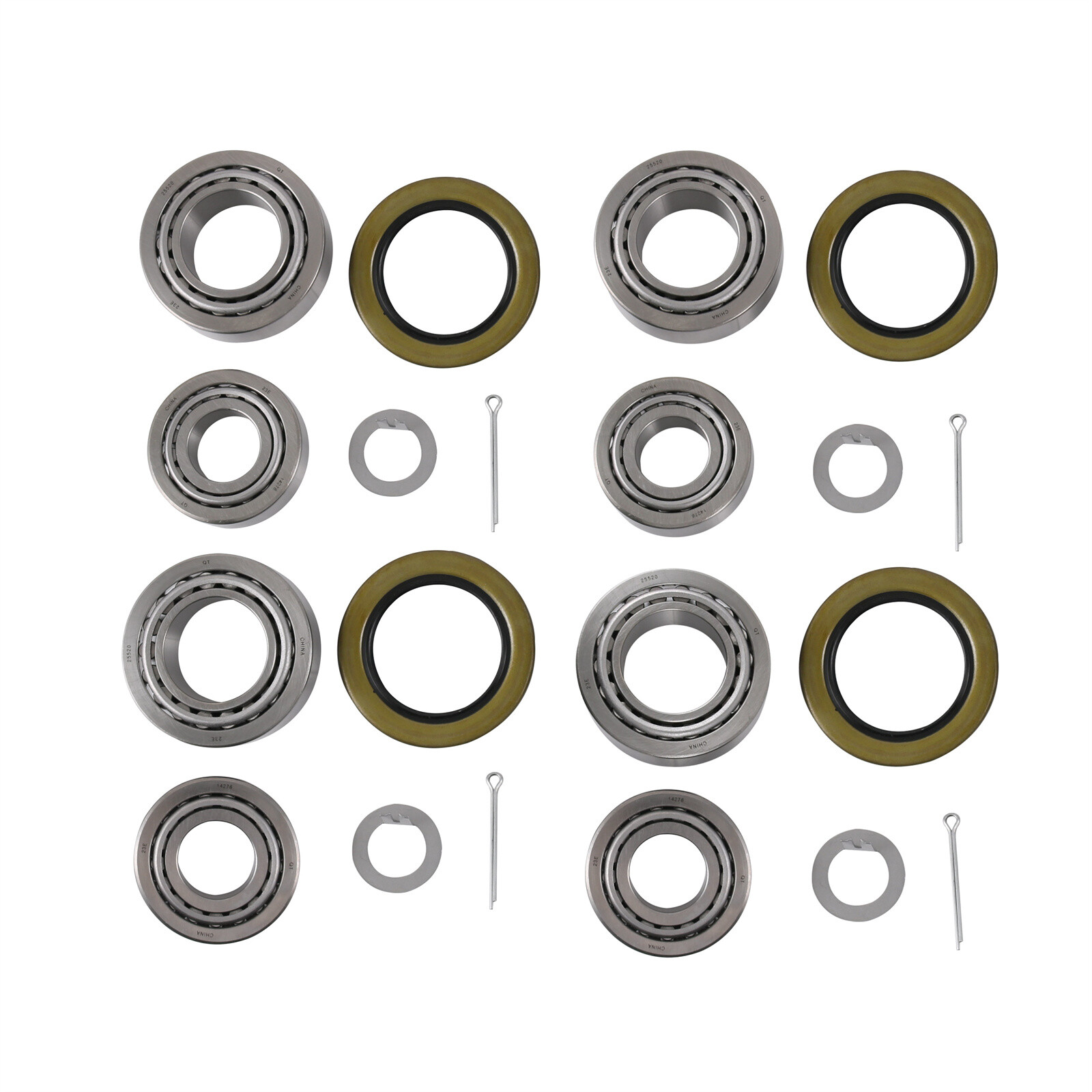 For 5200-7000 Lb Trailer Kit Bearing Hub Wheel W/Double Lip Grease Seals Set4